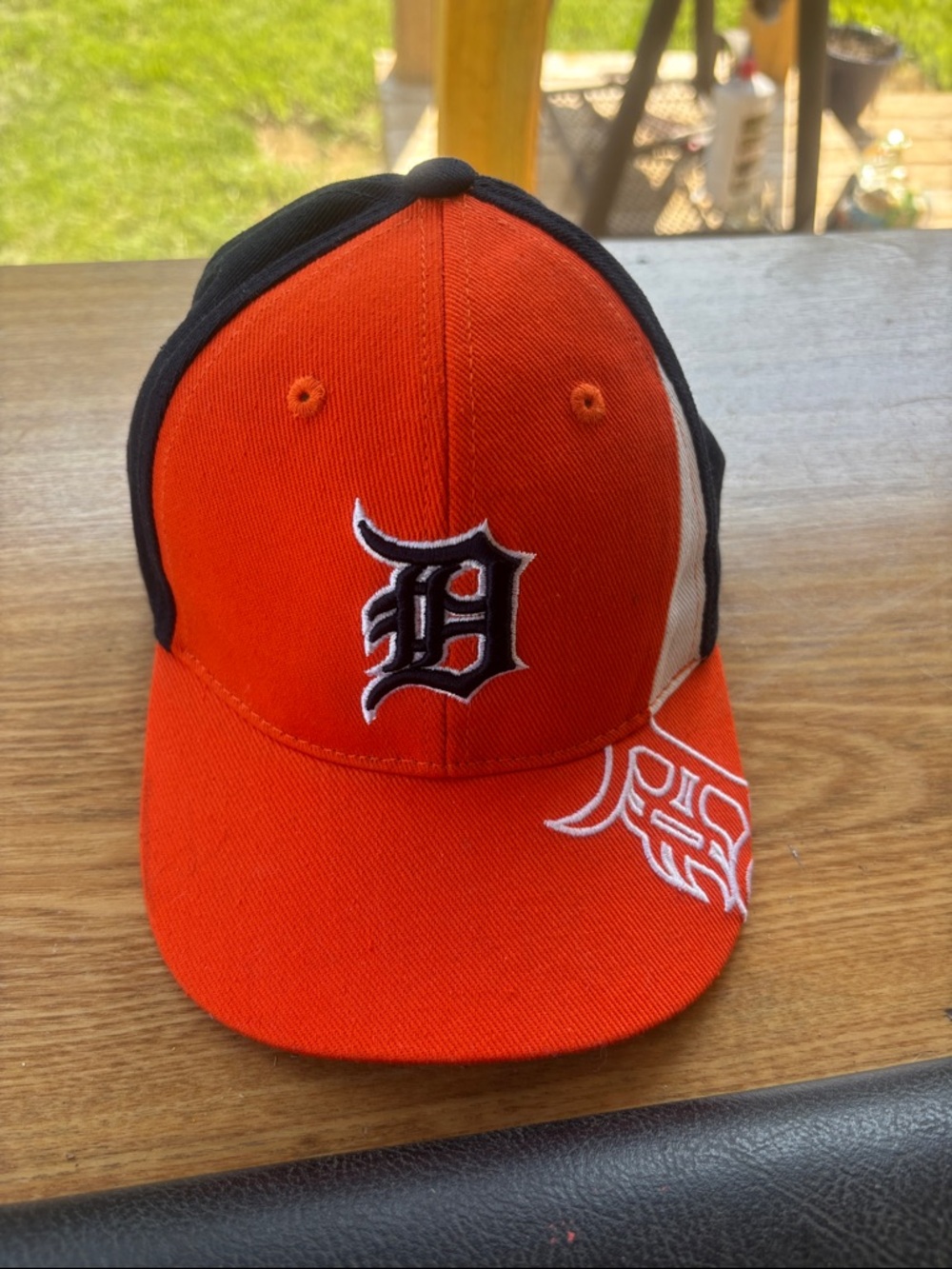 Kids Orange and Black Detroit Baseball Cap with Embroidered 'D' Logo